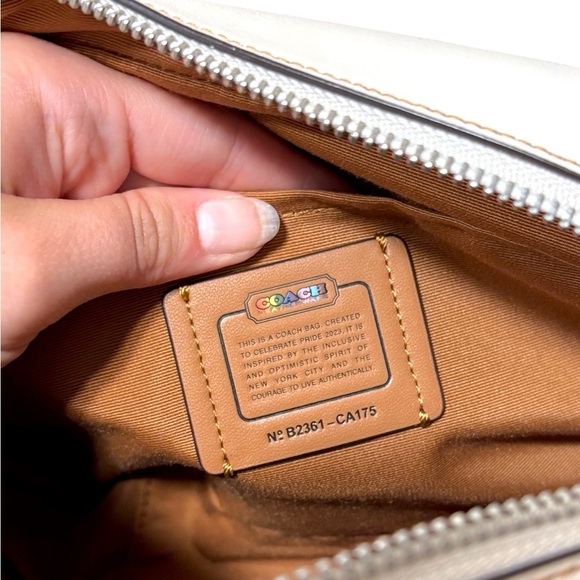 NWOT Coach Jamie Leather Camera Bag Rainbow Signature Canvas Silver/Chalk Multi - Picture 10 of 15